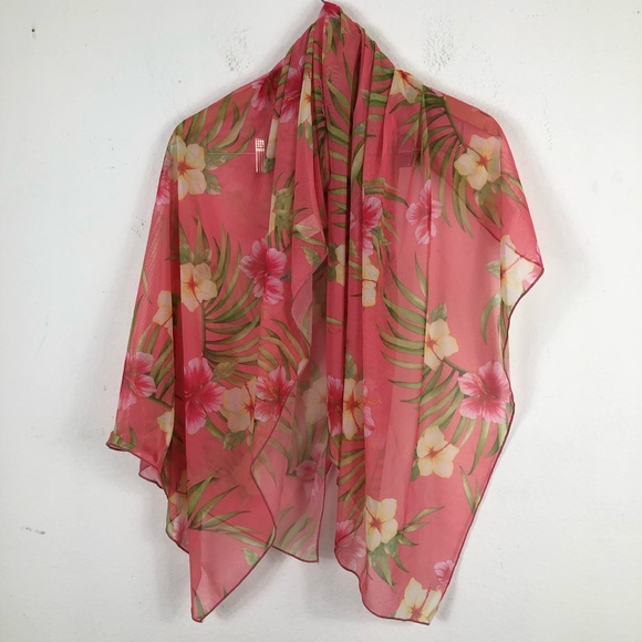 Athena Pick Your Fit Sheer Floral Tropical Scarf/Wrap - Picture 1 of 5